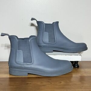 Men's Hunter Refined Slim Fit Chelsea Rain Boots Size 13 Light Gray Blue Color